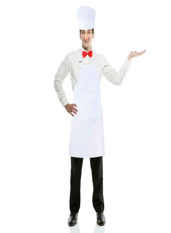Keymall White Chef Costumes 6 Pieces Including Chef Hat Apron Bow tie Gloves Fake Nose Eyebrows Beard For Halloween Costume (Set A) - Image 4
