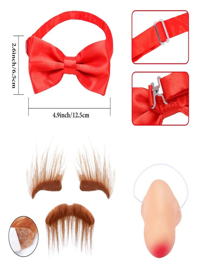 Keymall White Chef Costumes 6 Pieces Including Chef Hat Apron Bow tie Gloves Fake Nose Eyebrows Beard For Halloween Costume (Set A) - Image 5