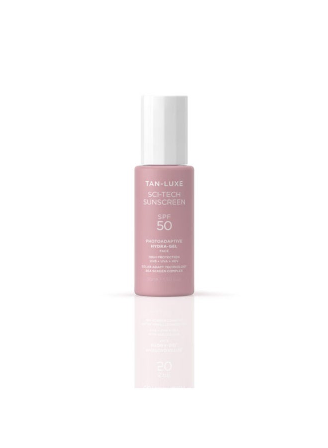تان-لوكس جل الوجه "ساي-تيك" (Sci-Tech) الواقي من الشمس والمتكيف مع الضوء، بعامل حماية SPF 50، سعة 50 مل - Image 1