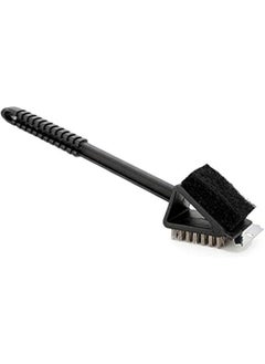 Generic BBQ Grill Brush Long Handle Best Grilling Tool Steel Bristles Steel Scraper and Scrub Pad Sponge Universal Barbecue Tool 3-in-1 Brush  - Image 1