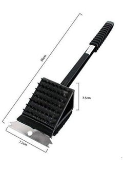 Generic BBQ Grill Brush Long Handle Best Grilling Tool Steel Bristles Steel Scraper and Scrub Pad Sponge Universal Barbecue Tool 3-in-1 Brush  - Image 3