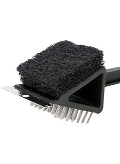 Generic BBQ Grill Brush Long Handle Best Grilling Tool Steel Bristles Steel Scraper and Scrub Pad Sponge Universal Barbecue Tool 3-in-1 Brush  - Image 4