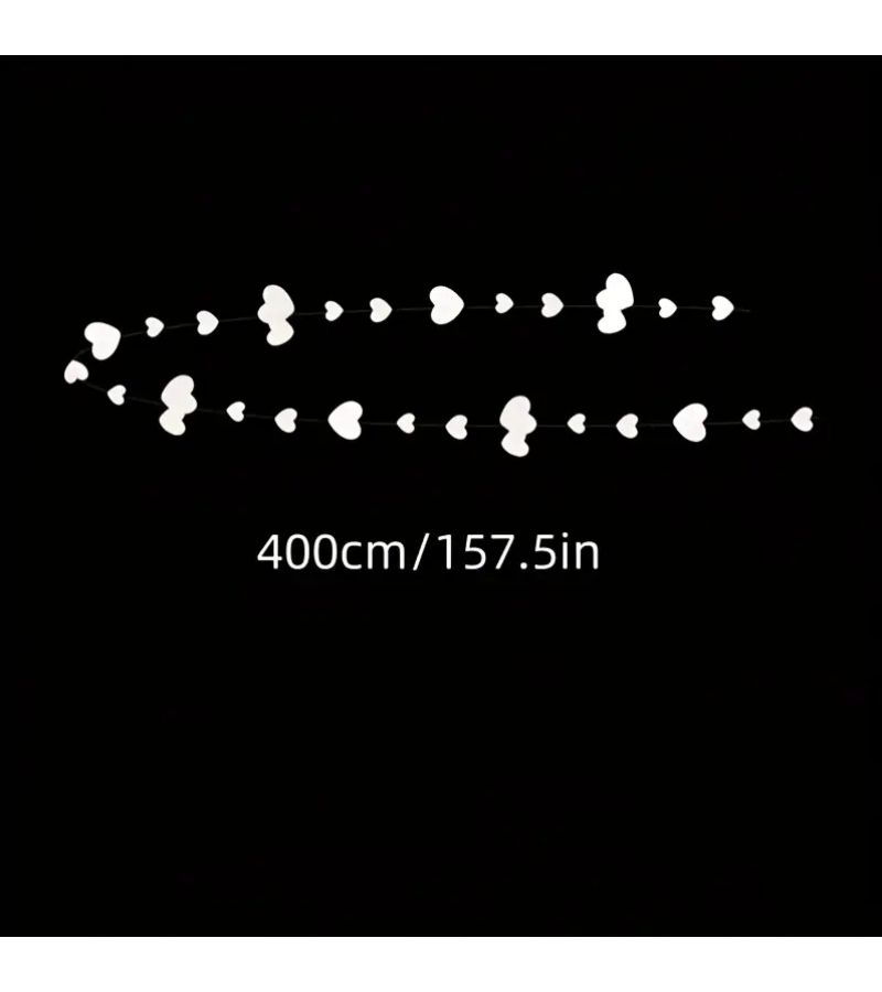 1pc 157.48 Inch White Heart Garland Double-Sided Pearl Paper Latte Art Love Banner Ribbon Elegant Party Room Decor Romantic Wedding Anniversary Mothers Day Valentine Decoration - Image 3