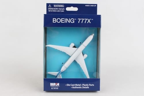Daron طائرة ديرون بوينغ 777X التجارية بتصميم الشركات باللونين الأبيض والأزرق، نموذج طائرة مصنوعة من المعدن - Image 3