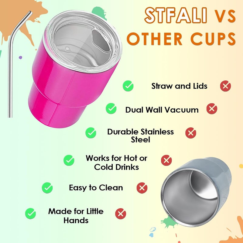 STFALI Cute Shot Glasses with Straw 2 oz, Mini Shot Tumbler with Lid and Straw, Kawaii Insulated Tumblers for Espresso Coffee Spirits Cute Stuff Funny Gifts, Deep Pink - Image 3
