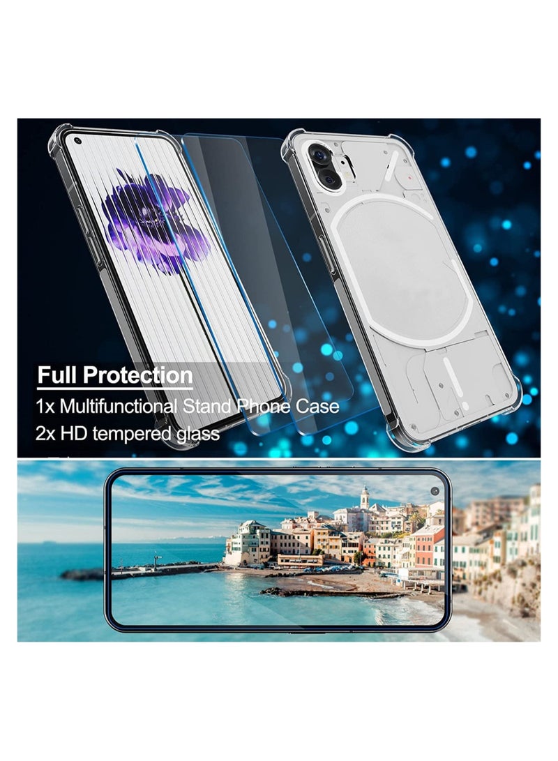 ELTRAZONE Nothing Phone 1 Case with 2 Pack Tempered Glass Screen Protector, Crystal Clear TPU Silicone Case with Airbag Corners, Drop Protection Cover For Nothing Phone 1 - Image 4