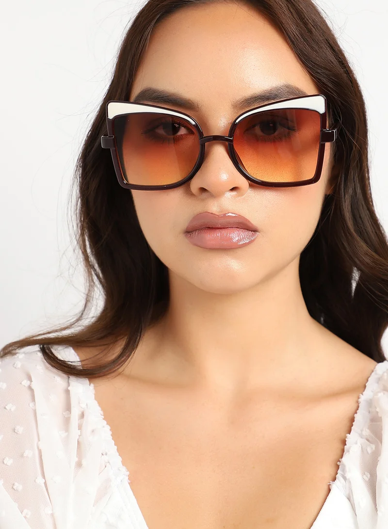 Haute Sauce  Brown Oversized Sunglass for Women | Best Price UAE