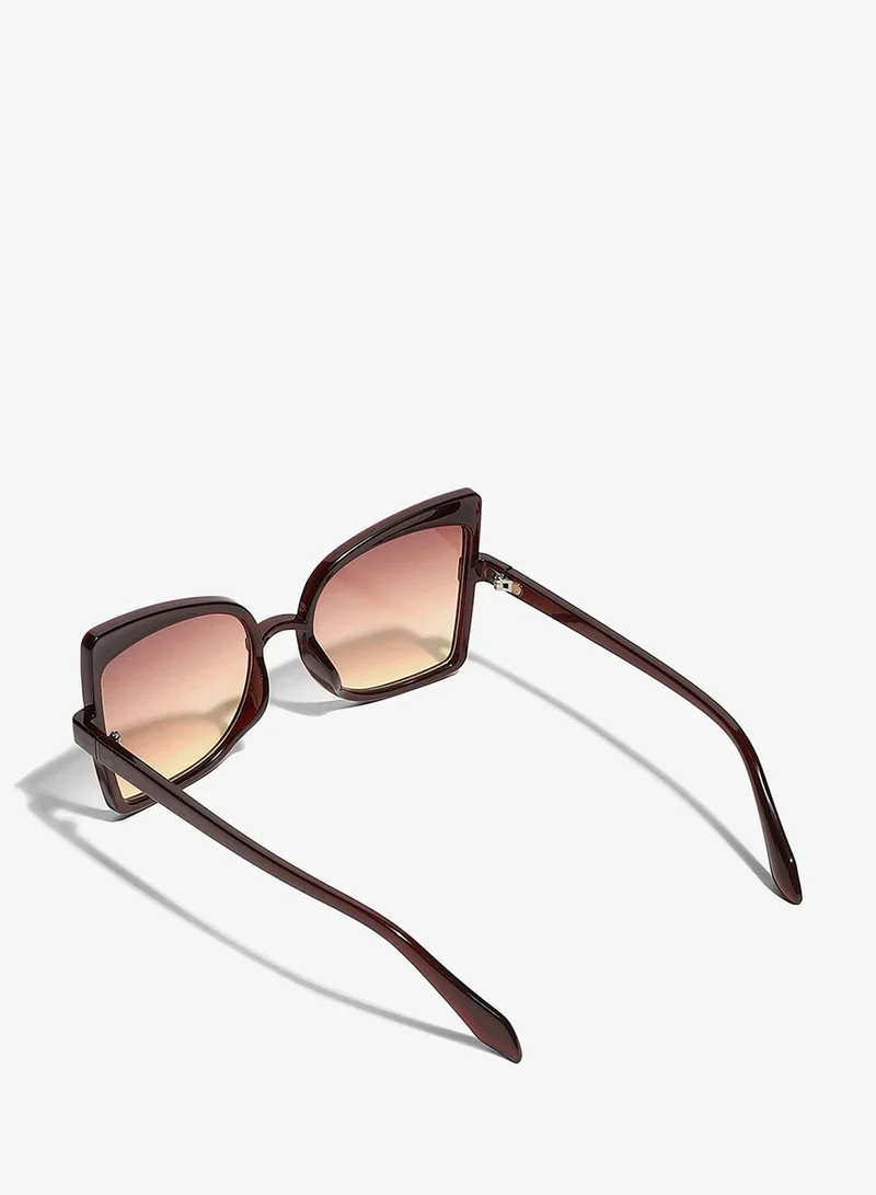 Haute Sauce  Brown Oversized Sunglass for Women | Best Price UAE