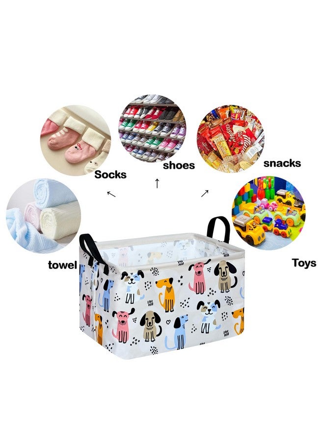DUYIY Rectangle Cute Dog Pattern Gift Laundry Basket for Girls and Boys, Baby Storage Basket for Dirty Cloth, Toys Nursery, Kids Clothes Gift Storage Bin with Handles - Image 3