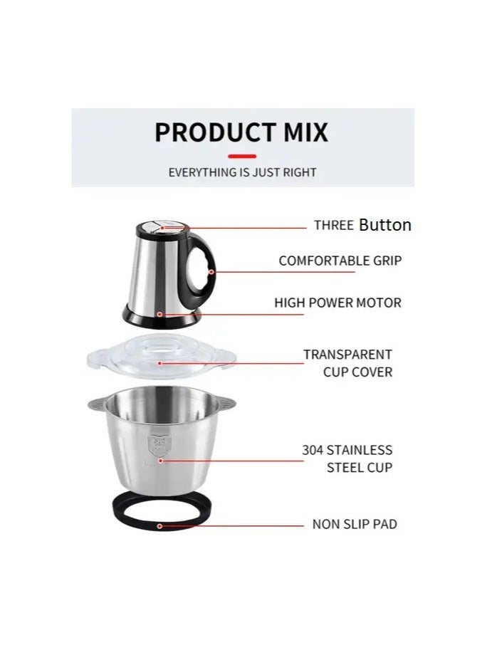 SILVER CREST Meat Chopper Electric Silver Crest SUS304 stainless steel Bowl Capacity Powerful Pure Copper Silver,3.8L - Image 3