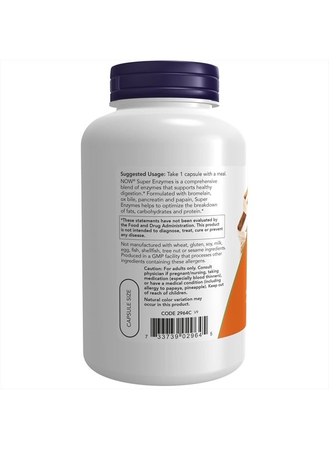 now Supplements Super Enzymes Formulated With Bromelain Ox Bile Pancreatin And Papain180 Capsules - Image 3