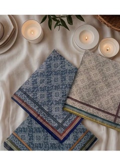 bracelet A Set of 3 Pieces of Cotton Men’s Handkerchiefs with Geometric patterns, Men’s Formal handkerchiefs with Closed Ends, Soft and Thick, Opaque and Ideal for Absorbing Sweat and for Daily Use and Occasions, 43 * 43 cm  - Image 2