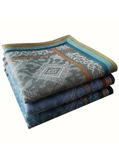 bracelet A Set of 3 Pieces of Cotton Men’s Handkerchiefs with Geometric patterns, Men’s Formal handkerchiefs with Closed Ends, Soft and Thick, Opaque and Ideal for Absorbing Sweat and for Daily Use and Occasions, 43 * 43 cm  - Image 1