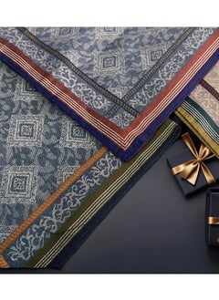 bracelet A Set of 3 Pieces of Cotton Men’s Handkerchiefs with Geometric patterns, Men’s Formal handkerchiefs with Closed Ends, Soft and Thick, Opaque and Ideal for Absorbing Sweat and for Daily Use and Occasions, 43 * 43 cm  - Image 3
