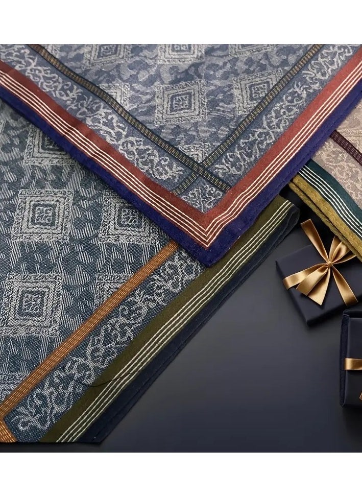bracelet - A Set of 3 Pieces of Cotton Men’s Handkerchiefs with Geometric patterns, Men’s Formal handkerchiefs with Closed Ends, Soft and Thick, Opaque and Ideal for Absorbing Sweat and for Daily Use and Occasions, 43 * 43 cm - Image 1