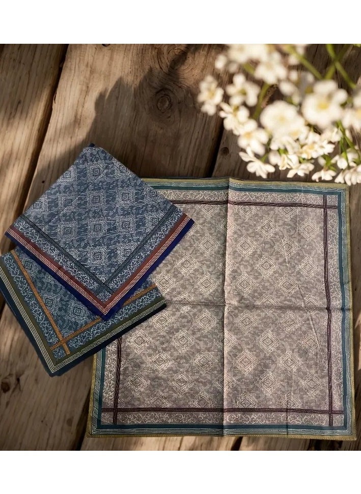 bracelet - A Set of 3 Pieces of Cotton Men’s Handkerchiefs with Geometric patterns, Men’s Formal handkerchiefs with Closed Ends, Soft and Thick, Opaque and Ideal for Absorbing Sweat and for Daily Use and Occasions, 43 * 43 cm - Image 1