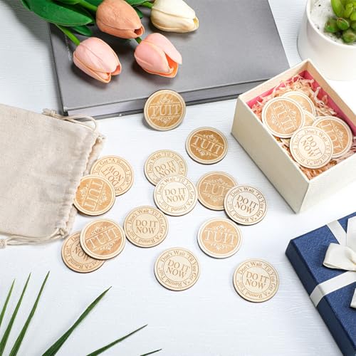 Sonwyoung 48 Pcs Wood Round Tuit Token 1.5 Inch Polished When You Get a Round to It Wood Token Coin with Bag for Colleague Family - Image 3