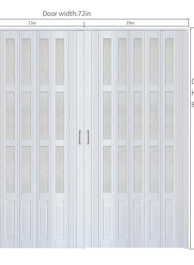 CCBOYSHARDWARE 72X80in Double Accordion Door Interior,Folding Doors for Closet with Installation Hardware and Lock, White Multifold Interior Doors - Image 3