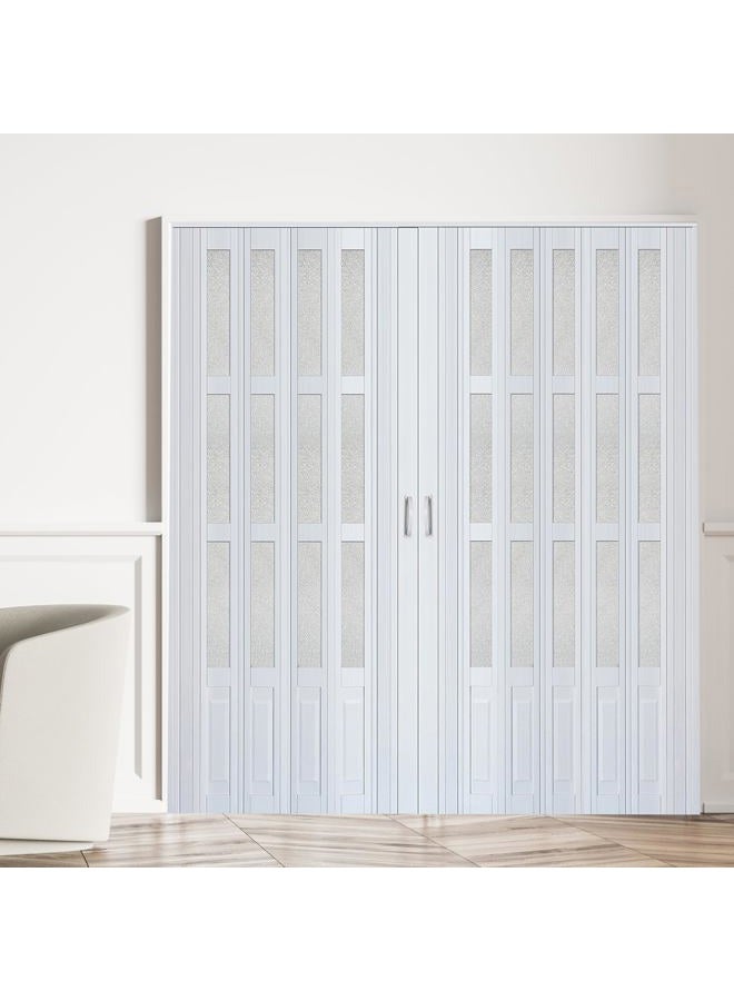 CCBOYSHARDWARE 72X80in Double Accordion Door Interior,Folding Doors for Closet with Installation Hardware and Lock, White Multifold Interior Doors - Image 1
