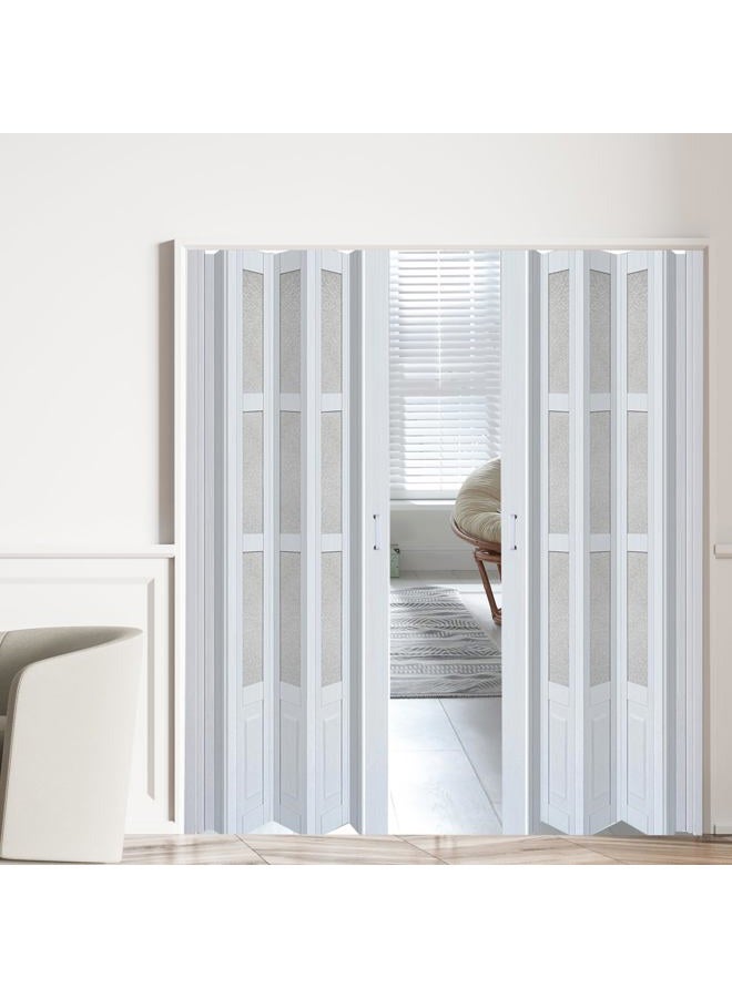 CCBOYSHARDWARE 72X80in Double Accordion Door Interior,Folding Doors for Closet with Installation Hardware and Lock, White Multifold Interior Doors - Image 2