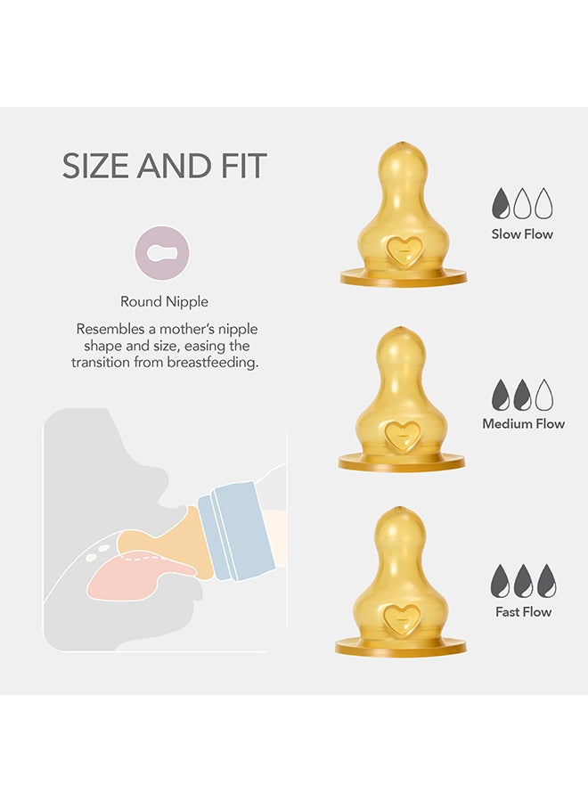 BIBS Pack Of 2 Baby Bottle Round Nipple Latex 270 Ml Medium Flow, Ivory, 2 Months + - Image 3