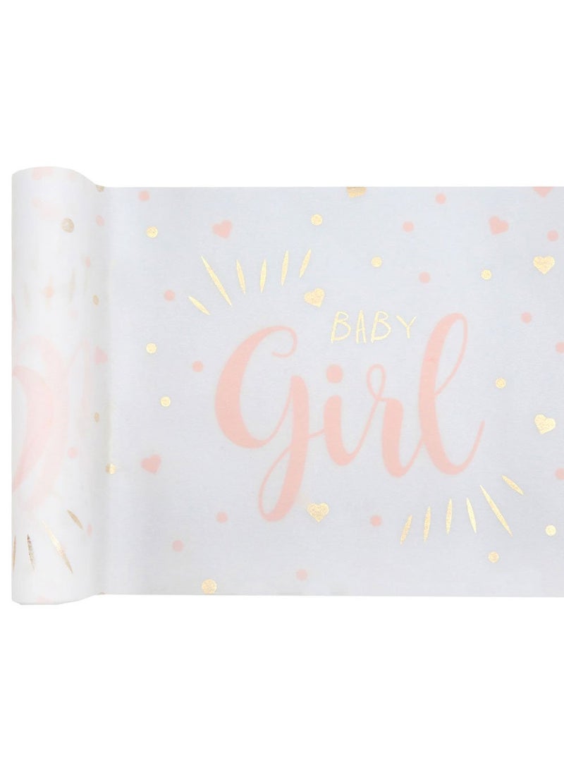 Baby Girl Table Runner Pink White 28cm Disposable