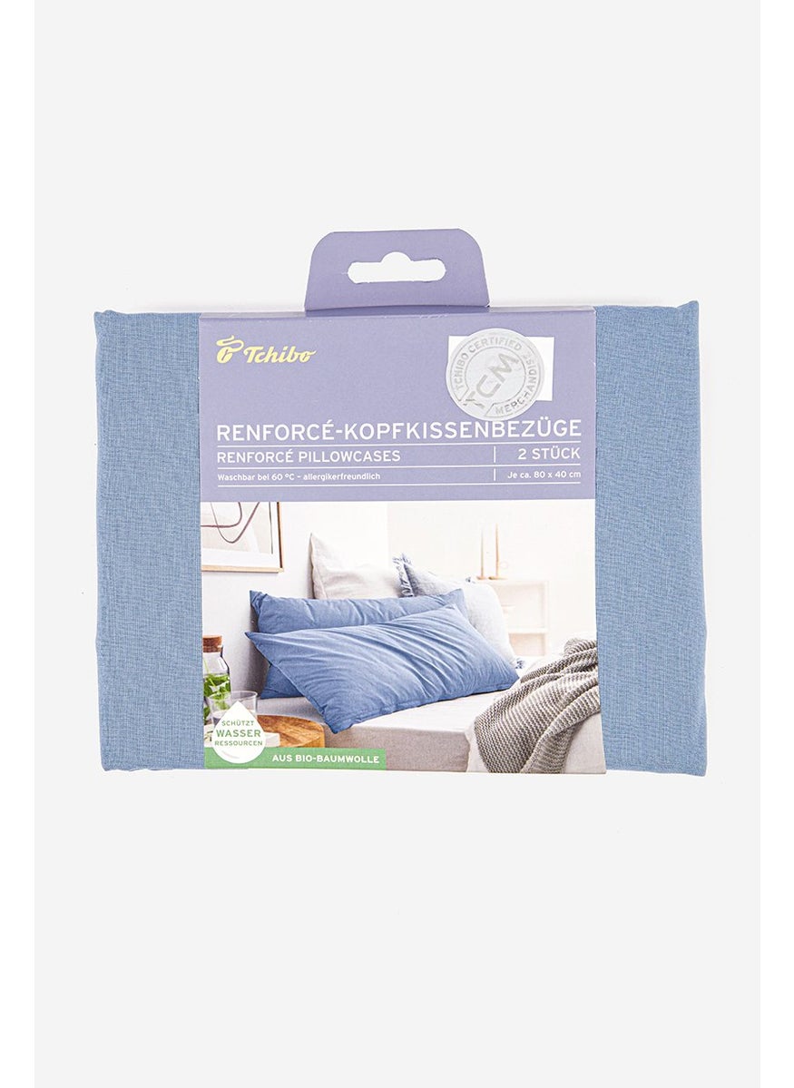 Tchibo - 2 Pieces Reinforce Pillow Cases 80 x 40 cm, Blue - Image 1