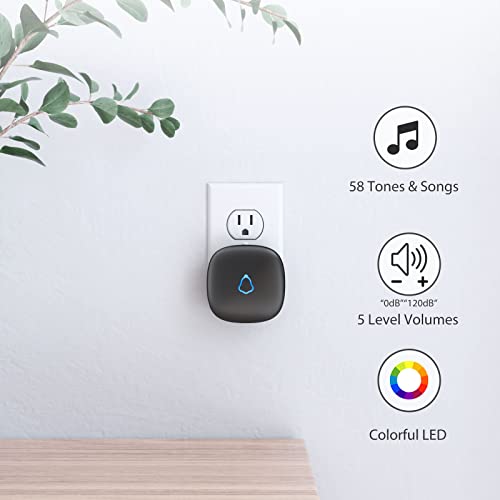 METAK Door Chime, METAK Wireless Door Open Contact Sensor Alarm with 500 FT Range, 58 Chimes and 5 Volume Levels for Business/Store/Home/Office When Entering, 2 Transmitter + 1 Plug-in Receiver - Image 5