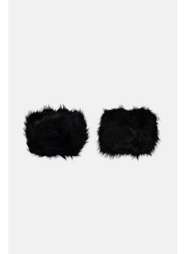 PARFOIS Women 1 Pair Faux Fur Warm Wristband, Black 