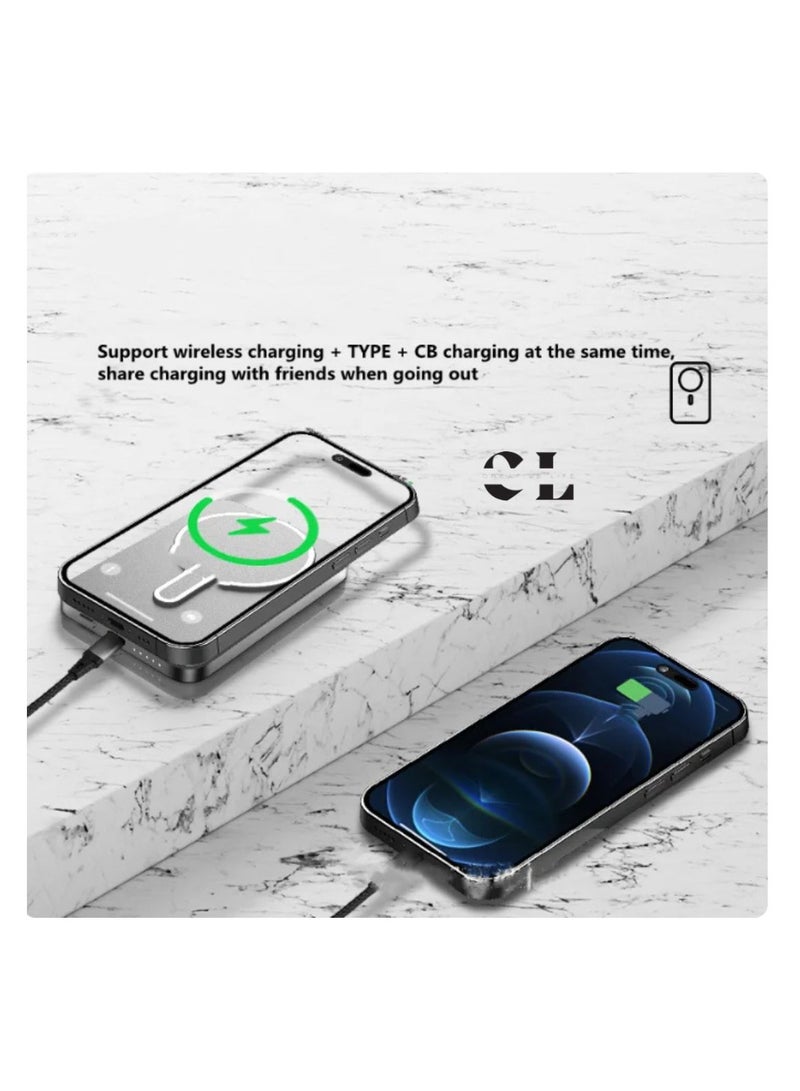 CREATIVE LIFE Ultrathin Magnetic Wireless Power Bank 5000mah Ultra Slim Metal Power Bank For All Phone Colour Light Grey - Image 4