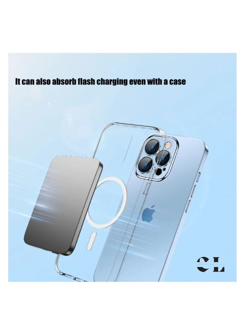CREATIVE LIFE Ultrathin Magnetic Wireless Power Bank 5000mah Ultra Slim Metal Power Bank For All Phone Colour Light Grey - Image 5