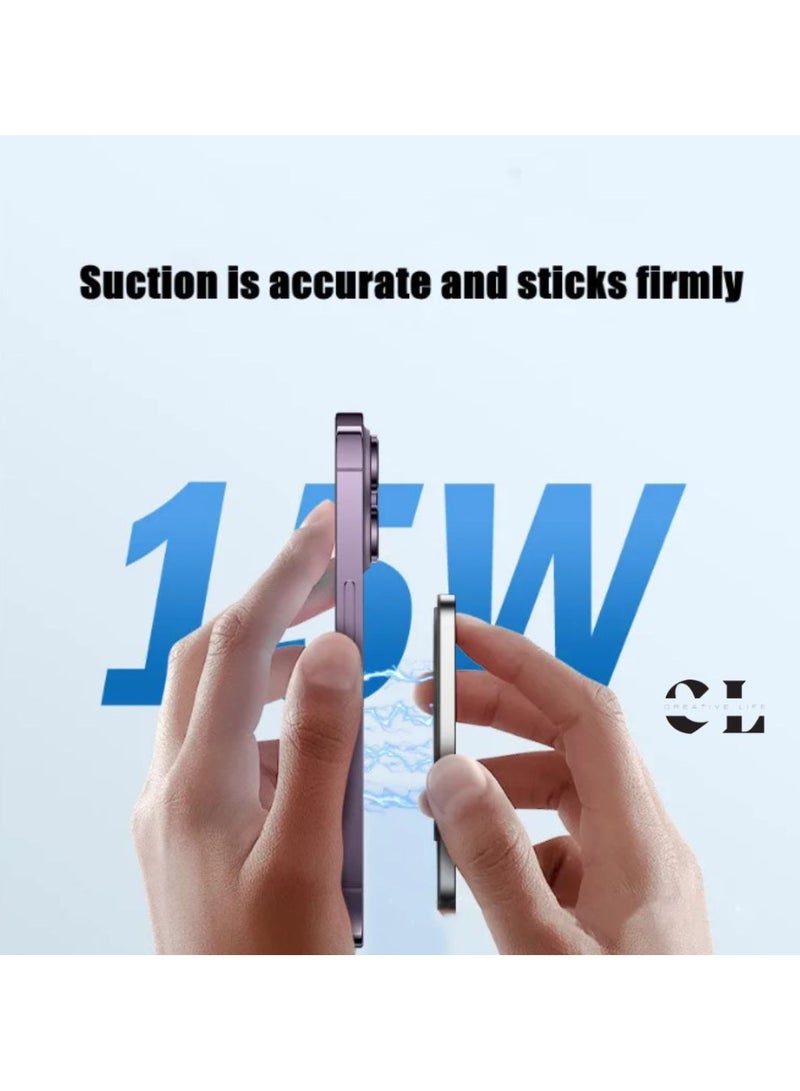 CREATIVE LIFE Ultrathin Magnetic Wireless Power Bank 5000mah Ultra Slim Metal Power Bank For All Phone Colour Light Grey - Image 2