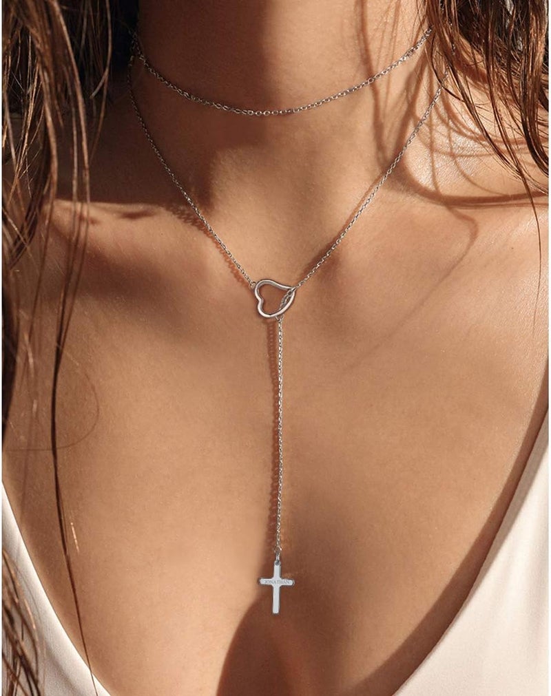 FOCALOOK Lariat Y-Necklaces | Long Necklaces for Women | Long Black Necklaces | Gold Necklaces for Women | Drop Heart Necklaces for Women | Front Adjustable Long Chain Necklace - Image 3