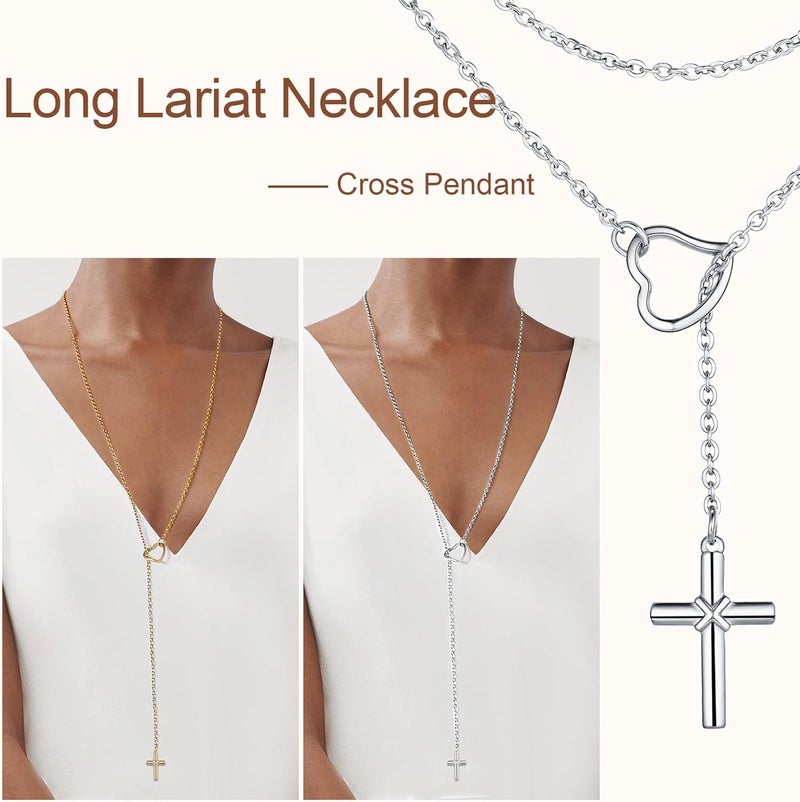 FOCALOOK Lariat Y-Necklaces | Long Necklaces for Women | Long Black Necklaces | Gold Necklaces for Women | Drop Heart Necklaces for Women | Front Adjustable Long Chain Necklace - Image 5