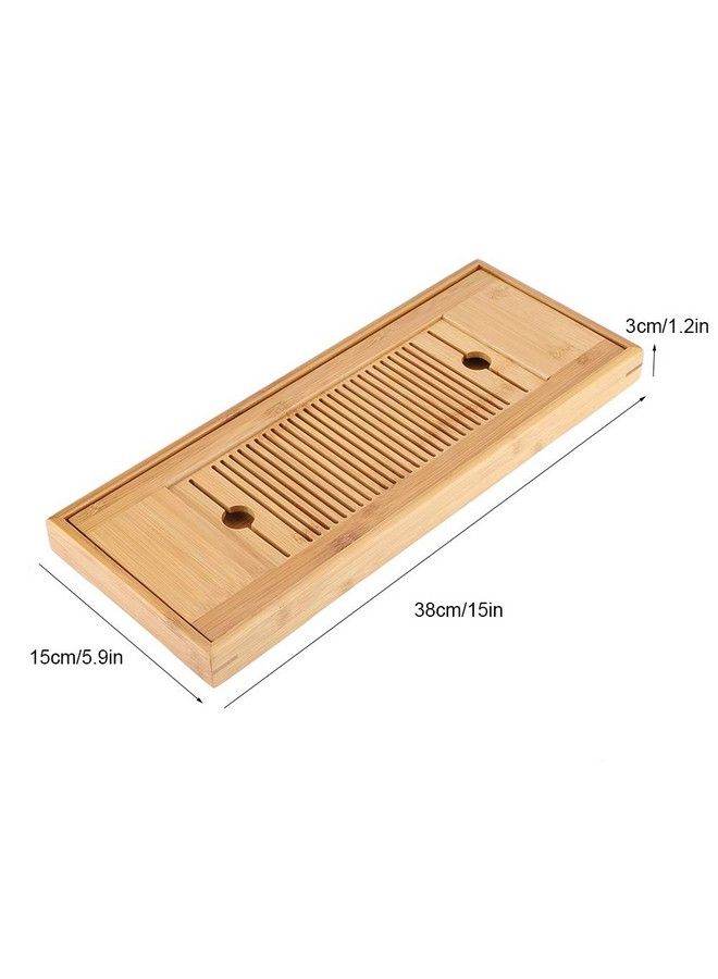 Fdit Bamboo Tea Tray Portable Tasteful Chinese Gongfu Tea Table Tasteful Serving Tray Plate Home Garden 38 * 15Cm - Image 4
