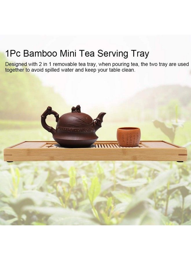 Fdit Bamboo Tea Tray Portable Tasteful Chinese Gongfu Tea Table Tasteful Serving Tray Plate Home Garden 38 * 15Cm - Image 5
