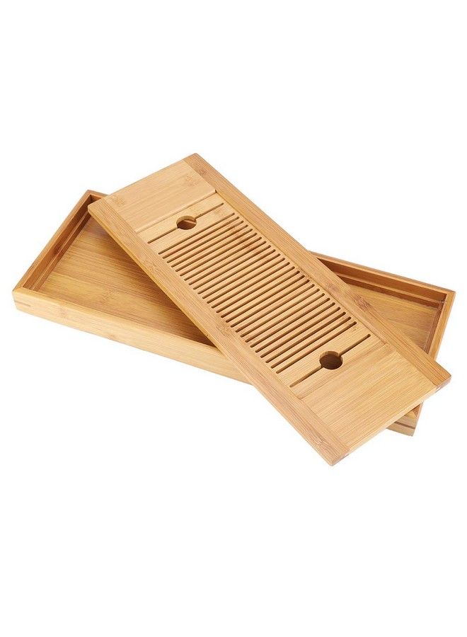 Fdit Bamboo Tea Tray Portable Tasteful Chinese Gongfu Tea Table Tasteful Serving Tray Plate Home Garden 38 * 15Cm - Image 3