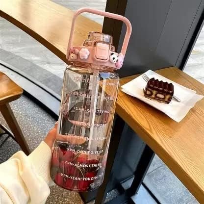 SYADEL Sipper Water Bottle 2 L for Adults Motivational Water Bottle with Measurement Leakproof Durable BPA Free NonToxic Aesthetic Water Bottle for Office Motivational Water Bottle 2liter - Image 3