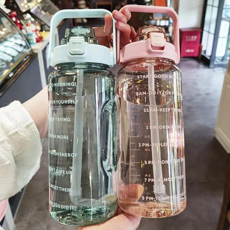 SYADEL Sipper Water Bottle 2 L for Adults Motivational Water Bottle with Measurement Leakproof Durable BPA Free NonToxic Aesthetic Water Bottle for Office Motivational Water Bottle 2liter - Image 1