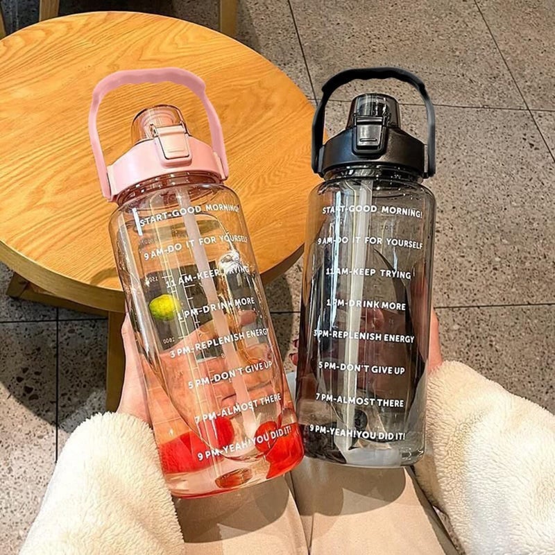 SYADEL Sipper Water Bottle 2 L for Adults Motivational Water Bottle with Measurement Leakproof Durable BPA Free NonToxic Aesthetic Water Bottle for Office Motivational Water Bottle 2liter - Image 4