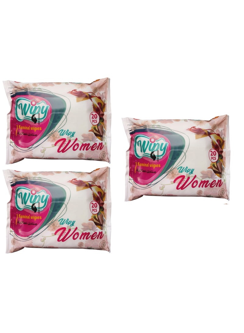 3Pcs Wipy Feminine wipes, 20 wipes - Image 1