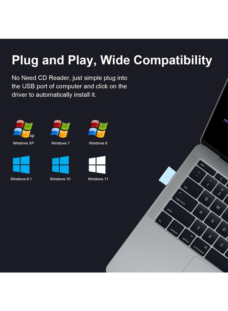 KASTWAVE محول واي فاي USB لأجهزة الكمبيوتر المكتبية، محول واي فاي للكمبيوتر الشخصي بسرعة 150 ميجابت في الثانية وتردد 2.4 جيجاهرتز، دونجل واي فاي بحجم نانو، محول شبكة لاسلكية لأجهزة الكمبيوتر المكتبية والكمبيوتر المحمول، دونجل واي فاي، هوائي واي فاي - Image 5