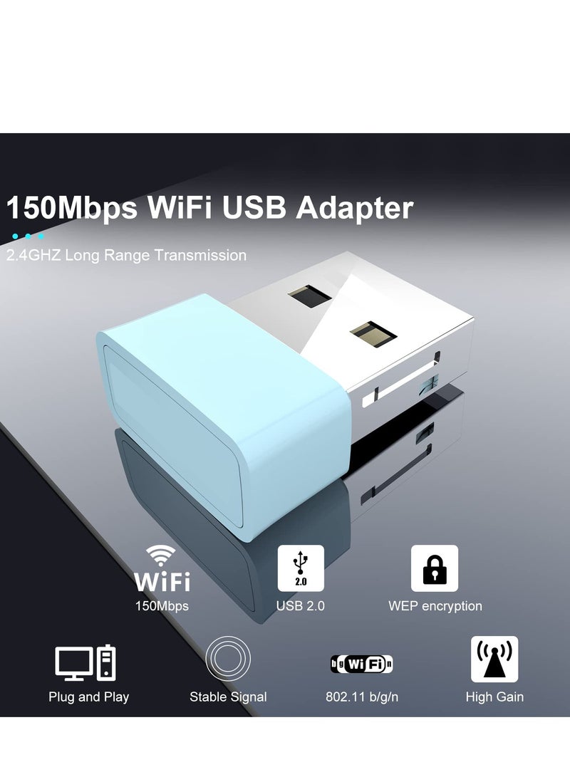 KASTWAVE محول واي فاي USB لأجهزة الكمبيوتر المكتبية، محول واي فاي للكمبيوتر الشخصي بسرعة 150 ميجابت في الثانية وتردد 2.4 جيجاهرتز، دونجل واي فاي بحجم نانو، محول شبكة لاسلكية لأجهزة الكمبيوتر المكتبية والكمبيوتر المحمول، دونجل واي فاي، هوائي واي فاي - Image 2