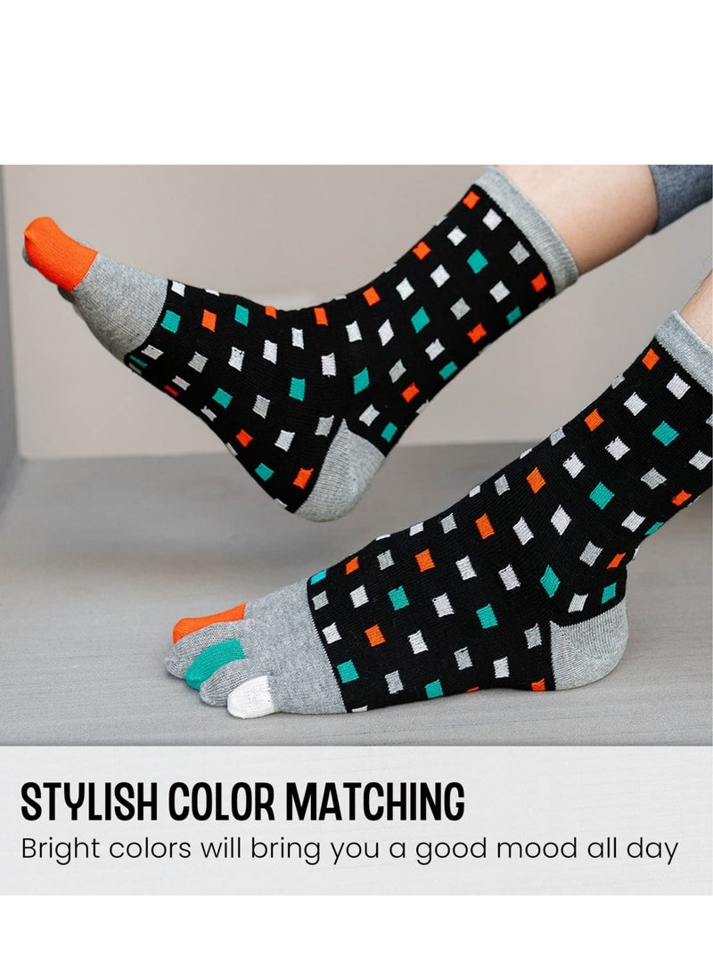 Barakah Toe Socks Mens Five Finger Socks Cotton Sports Running Socks, Athlete Crew Socks with Toe for Men, 5 Pairs - Image 4