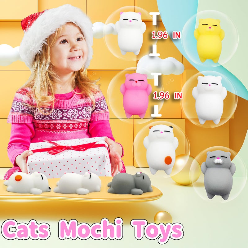JIAHO 6 Pcs Cat Mochi Squishy Toys for Kids Party Favors, Animals Kawaii Squishies, Sensory Mini Mochi Toys for Kids, Fidget Bulk Toys for Kids Prizes, Easter Basket Stuffers, Goodie Bag Stuffers - Image 4