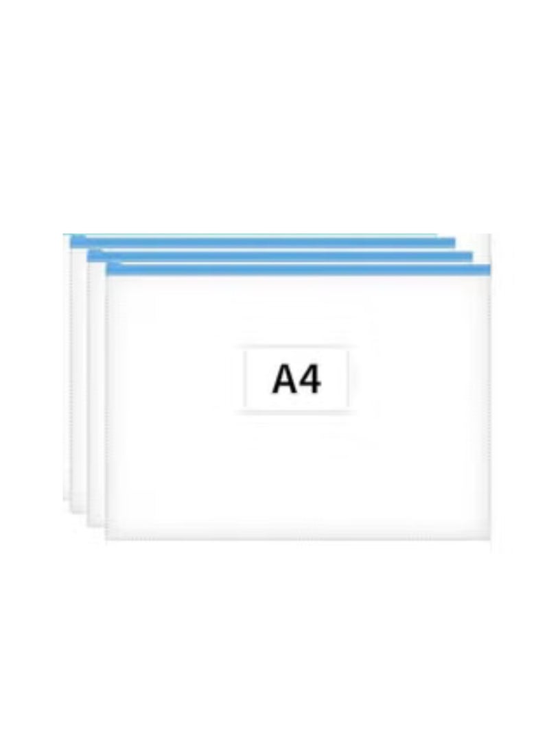 Zip Lock Clear Extra Thick A4 Envelopes Zipped Folders for Paperwork Ziplock Bags Transparent Zip Lock Bags For Projects,Documents and Storage - Pack of 3 - Image 1
