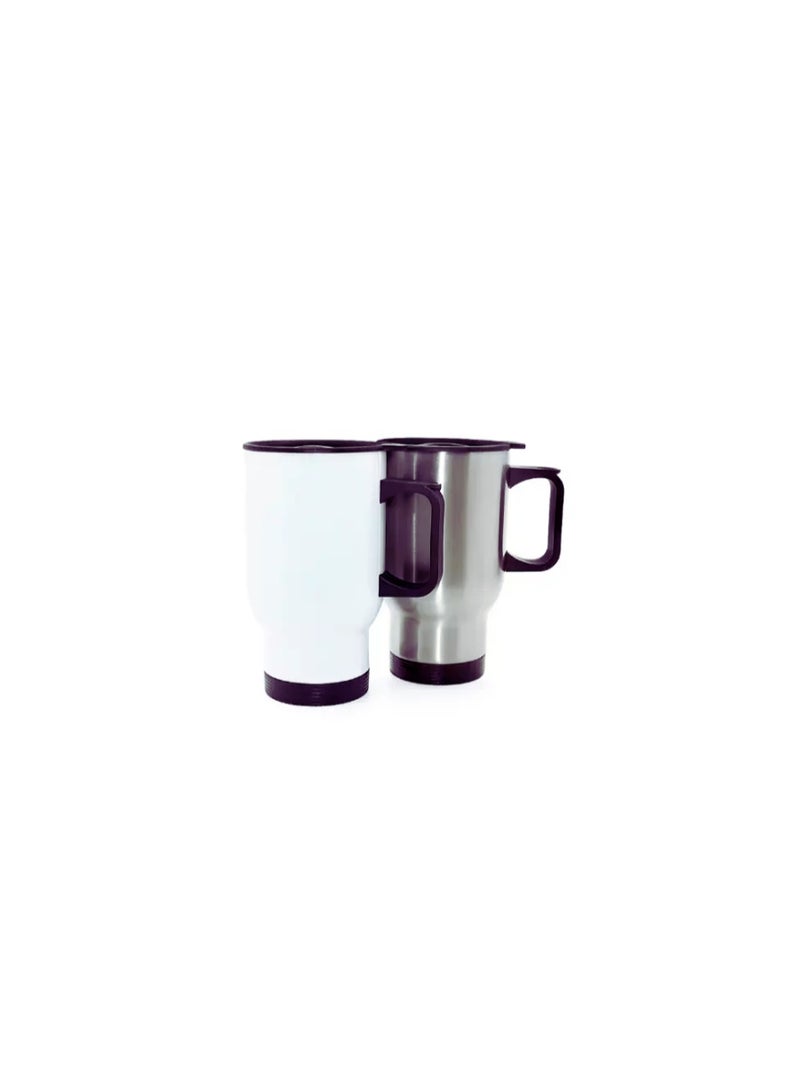 Kalon Stainless Steel Travel Mugs Travel Car Mug Sublimation Double Wall Vacuum  Water Bottle Car steel coffee mugs Set OF 2 SILVER  - Image 3