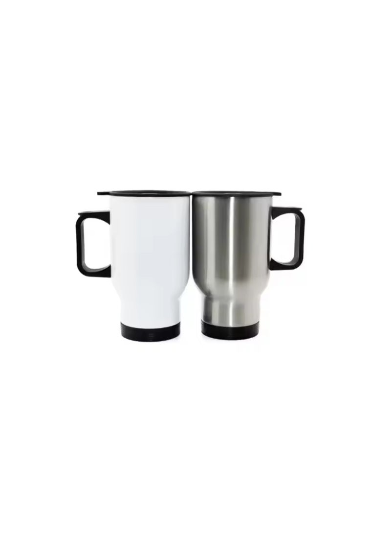 Kalon Stainless Steel Travel Mugs Travel Car Mug Sublimation Double Wall Vacuum  Water Bottle Car steel coffee mugs Set OF 2 SILVER  - Image 2