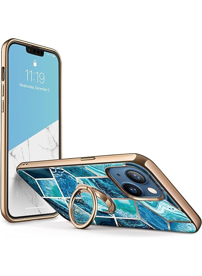 I-blason Cosmo Snap Case Designed for iPhone 13 6.1 inch (2021 Release), Slim with Built-in 360° Rotatable Ring Holder Kickstand Supports Car Mount (Ocean)  - Image 1