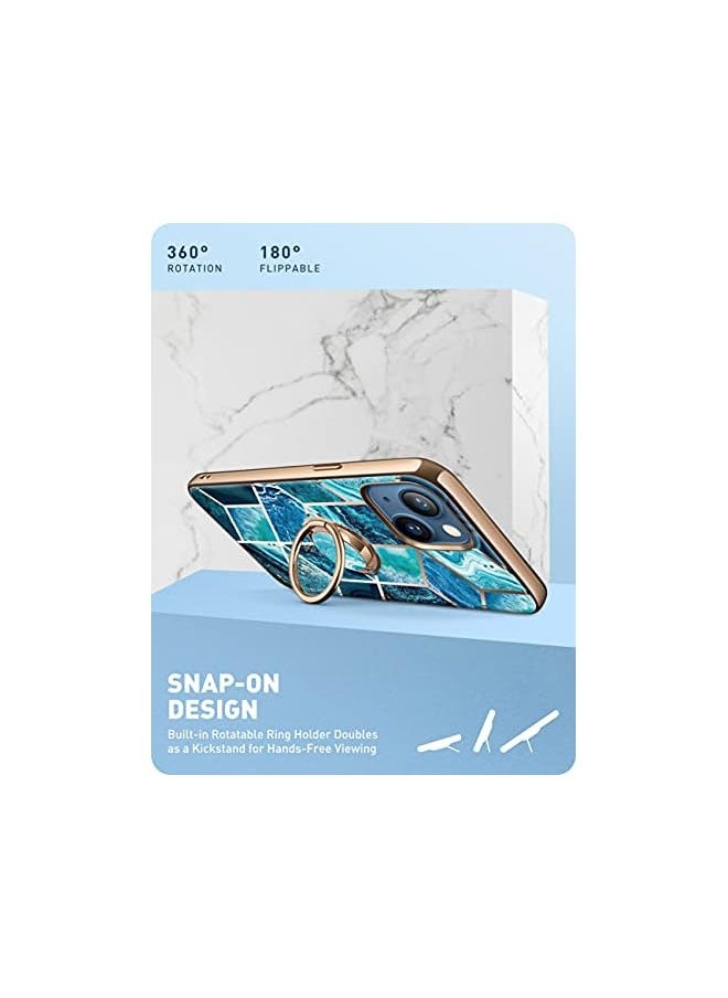 I-blason Cosmo Snap Case Designed for iPhone 13 6.1 inch (2021 Release), Slim with Built-in 360° Rotatable Ring Holder Kickstand Supports Car Mount (Ocean)  - Image 4